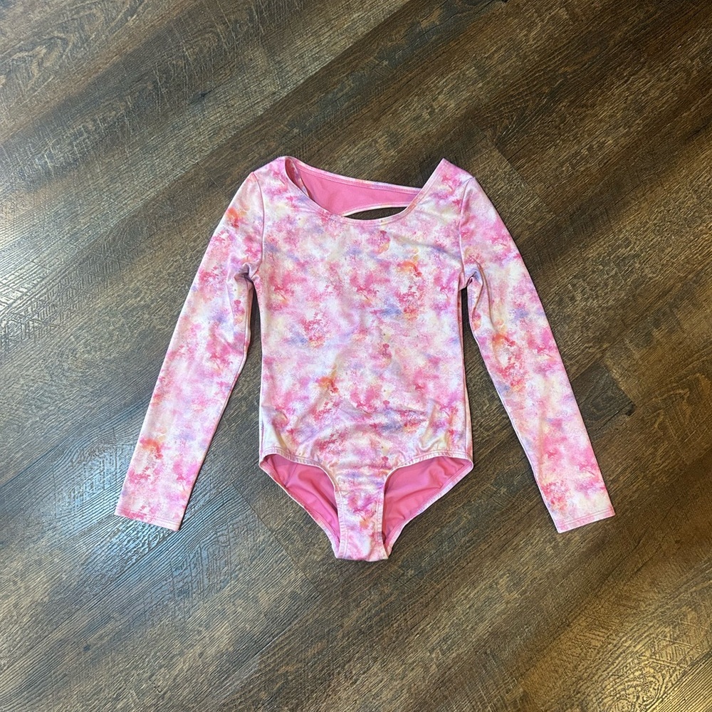 Cat & Jack Pink Tie-Dye Long Sleeve Leotard